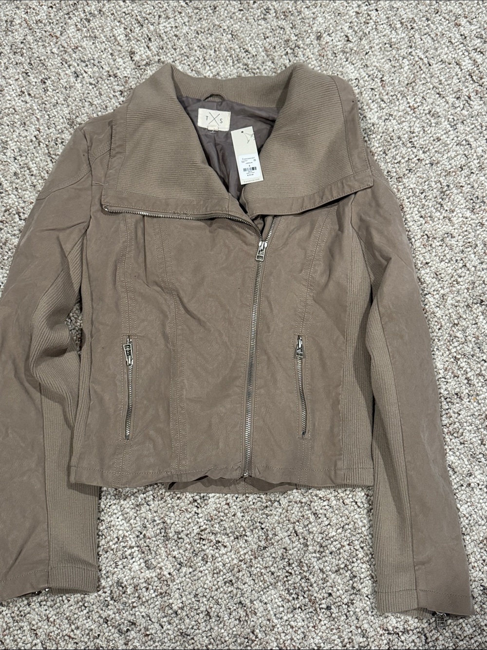 Francesca's Collections Taupe Zip-Front Women's Jacket